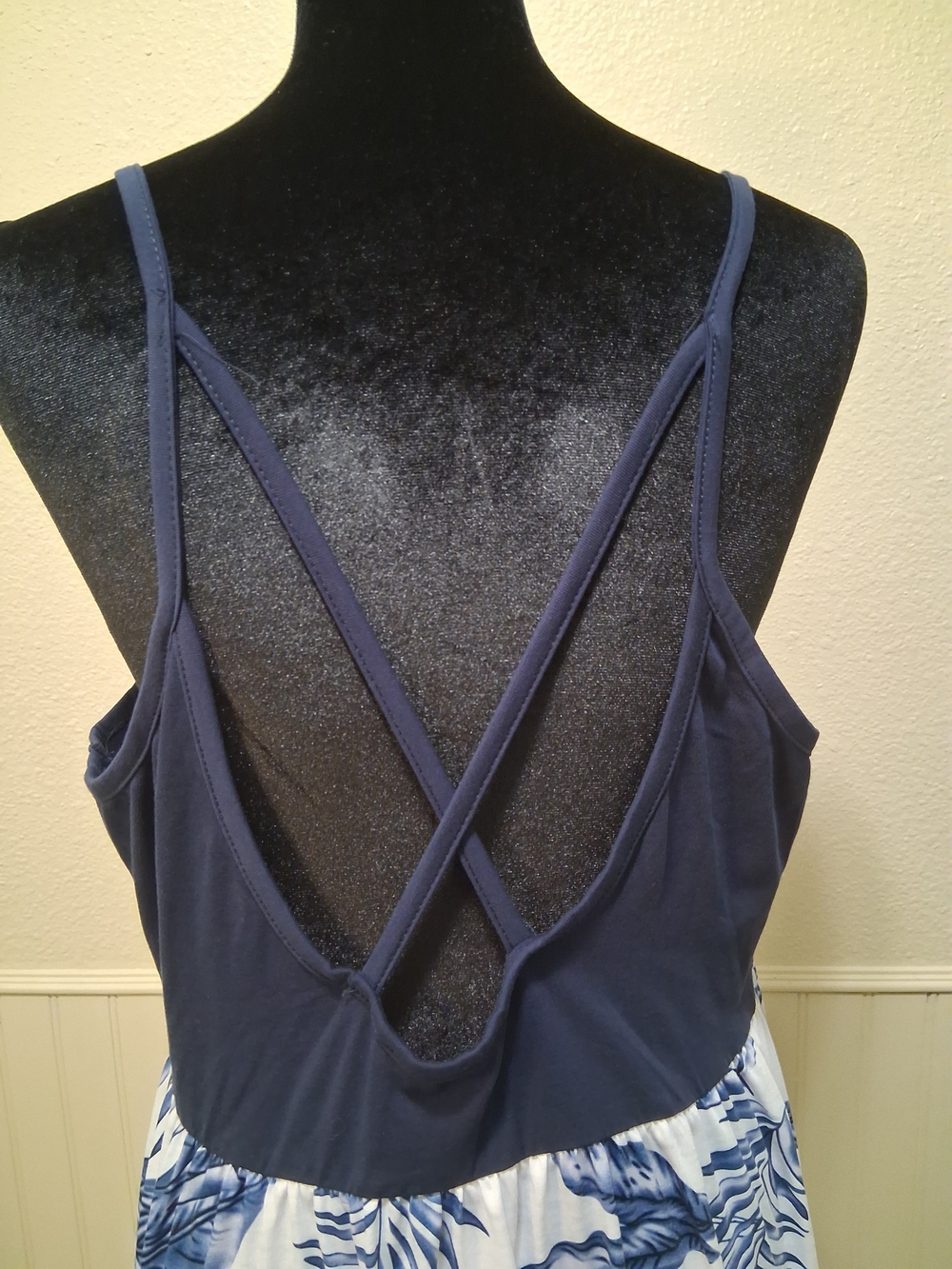 PatPat Navy and White Tropical Leaf Maxi Dress - Picture 4 of 5
